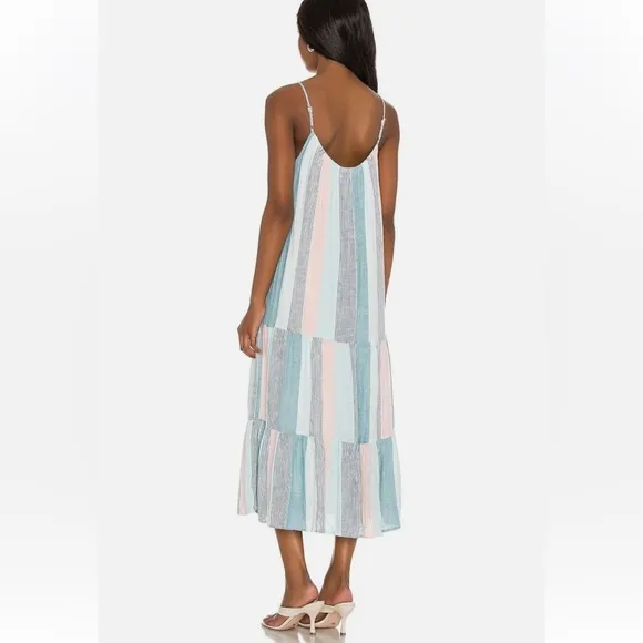 NWOT  RAILS Adora Sleeveless Linen Blend Midi Dress in Highland Stripe