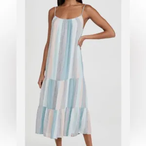 NWOT  RAILS Adora Sleeveless Linen Blend Midi Dress in Highland Stripe
