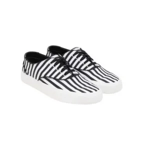 NWOT Saint Laurent Venice White Black Striped Canvas Low Sneakers EU size 38