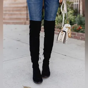 NWOT SAM EDELMAN $250 Paloma Over-the-Knee Faux Suede Black Boots