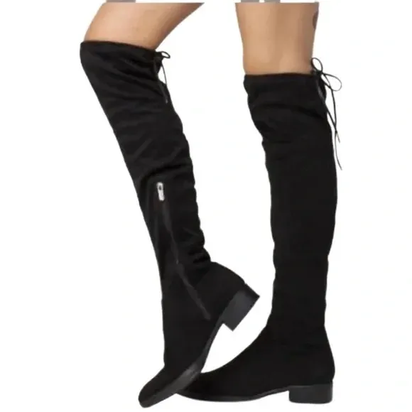 NWOT SAM EDELMAN $250 Paloma Over-the-Knee Faux Suede Black Boots