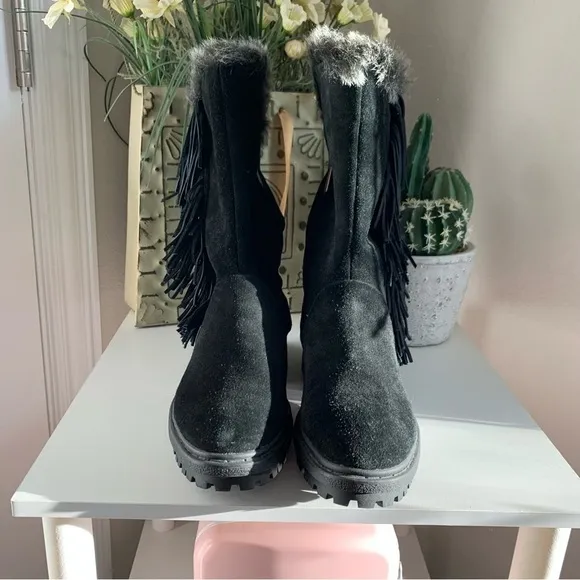 NWOT Sam Edelman Tilden Suede Fringe Boots in Black