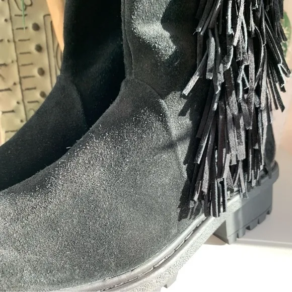 NWOT Sam Edelman Tilden Suede Fringe Boots in Black
