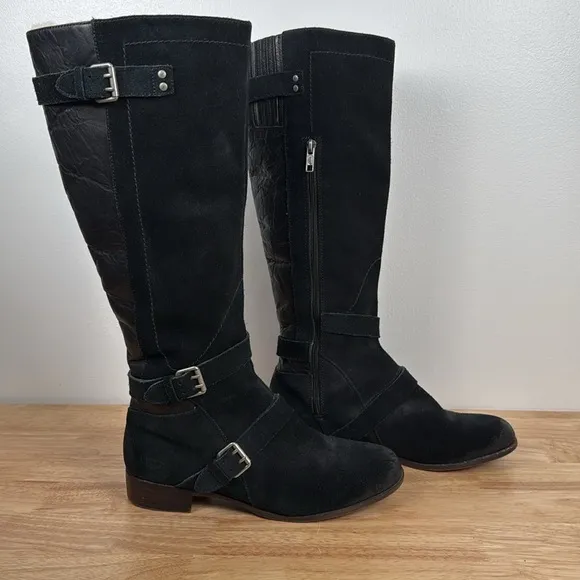 NWOT UGG black Suede Buckle Cydnee Riding Boots