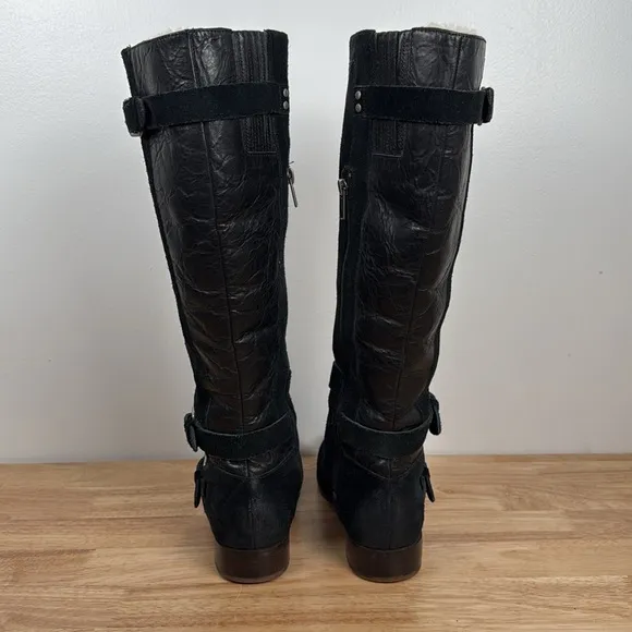 NWOT UGG black Suede Buckle Cydnee Riding Boots