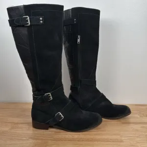 NWOT UGG black Suede Buckle Cydnee Riding Boots