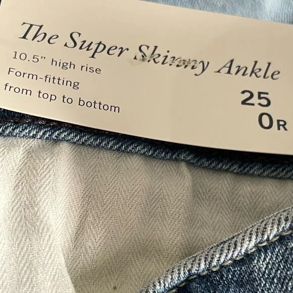 NWT Abercrombie &amp; Fitch Super Skinny Ankle Jeans Light Wash Size 25 High Rise