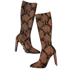 NWT Aldo Sock Tall‎ Boots Black and Copper Rhinestones Women's US 6