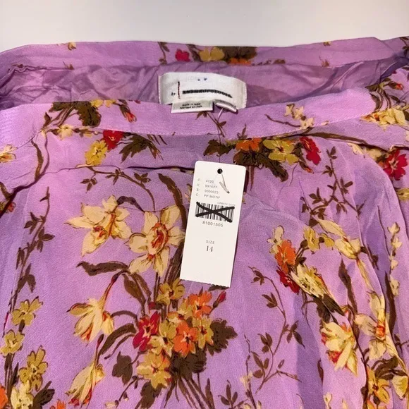 NWT, Anthropologie Boho Chic Midi Skirt, Size‎ 14, Lavender Floral