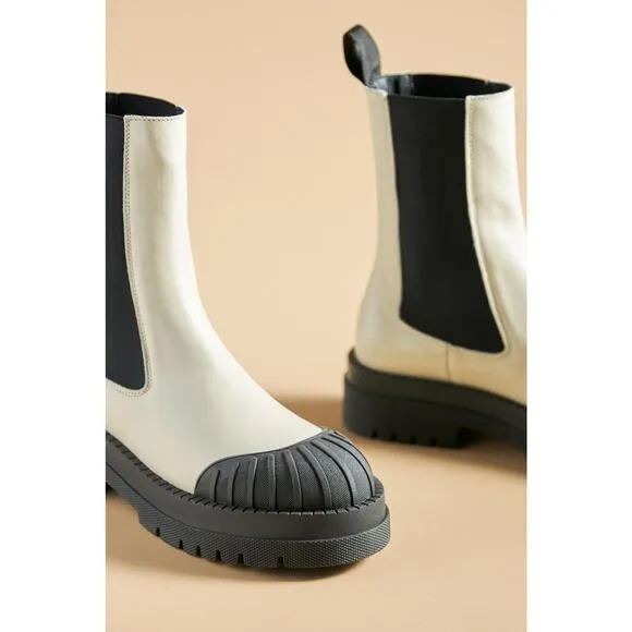 NWT Anthropologie Maeve Cream Chelsea Boots - 41EU (10-10.5 US)