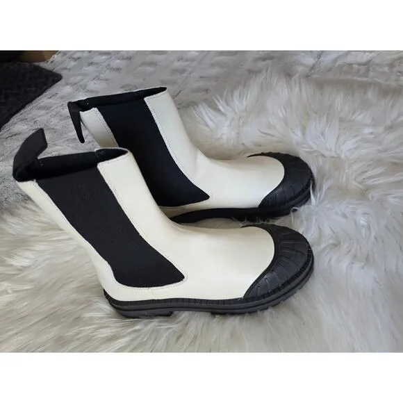 NWT Anthropologie Maeve Cream Chelsea Boots - 41EU (10-10.5 US)