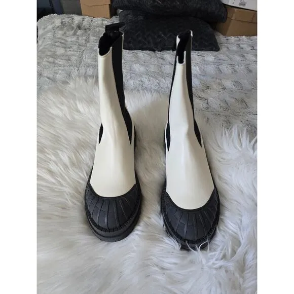 NWT Anthropologie Maeve Cream Chelsea Boots - 41EU (10-10.5 US)