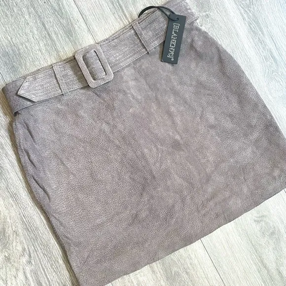 🤎NWT BLANKNYC LEATHER HIGH ALTITUDE SUEDE BELTED GRAY SKIRT SIZE 27 or 4🤎