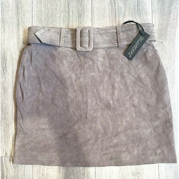 🤎NWT BLANKNYC LEATHER HIGH ALTITUDE SUEDE BELTED GRAY SKIRT SIZE 27 or 4🤎