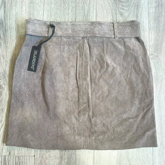 🤎NWT BLANKNYC LEATHER HIGH ALTITUDE SUEDE BELTED GRAY SKIRT SIZE 27 or 4🤎