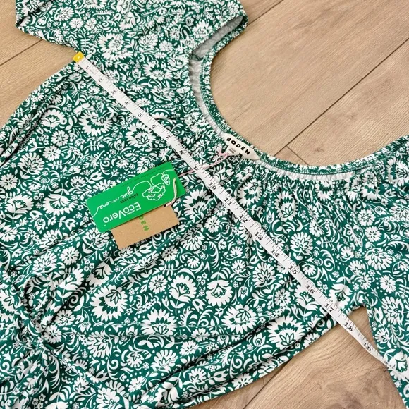 NWT Boden Scoop Tiered Jersey Mini Dress Bottle Green Bloom Cascade Size 2