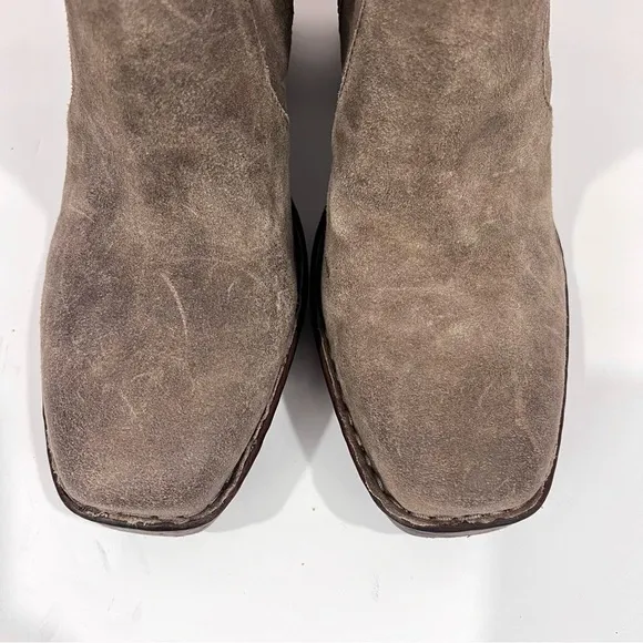 NWT Born Hailey Suede Boho Platform Clog Boots Taupe Tan Distressed Square Toe