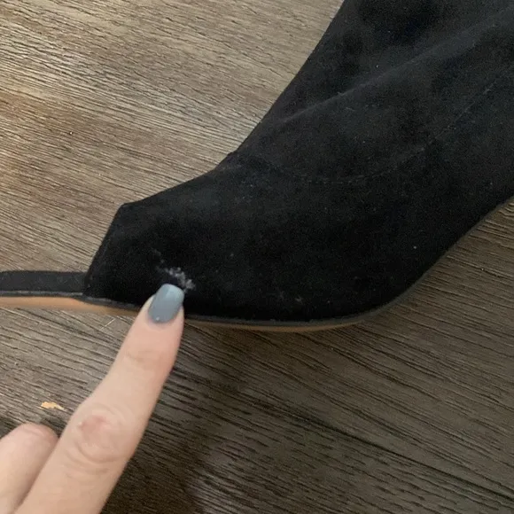 NWT BURJU Speechless Ankle Bootie Open Toe Stretch Ankle Boots | Black 15