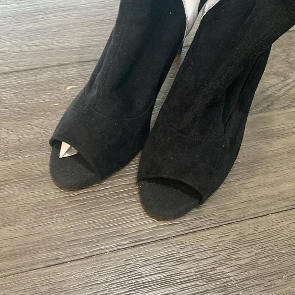NWT BURJU Speechless Ankle Bootie Open Toe Stretch Ankle Boots | Black  …