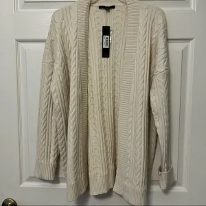 NWT Cyrus Cable Knit Cardigan Sweater Ivory Open Front. CozyCore CottageStyle