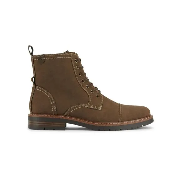 NWT DOCKERS Mens Dark Tan Brown Rawls Cap Toe Block Heel Zip-Up Boots 10.5 M