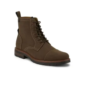 NWT DOCKERS Mens Dark Tan Brown Rawls Cap Toe Block Heel Zip-Up Boots 10.5 M