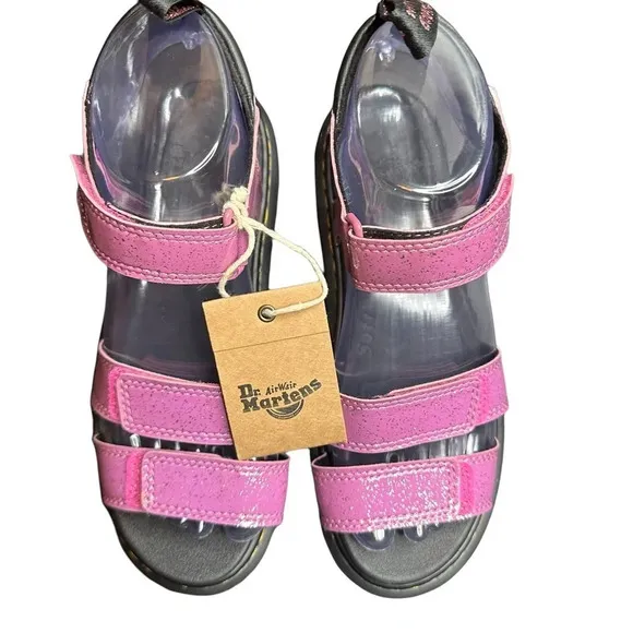 NWT Dr. Martens Junior Klaire Pink Glitter Sandals. Sz: 6