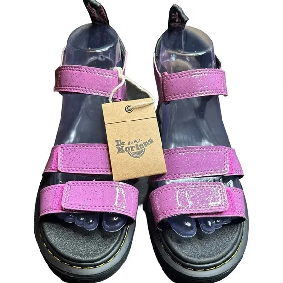NWT Dr. Martens Junior Klaire Pink Glitter Sandals. Sz: 6