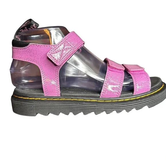 NWT Dr. Martens Junior Klaire Pink Glitter Sandals. Sz: 6