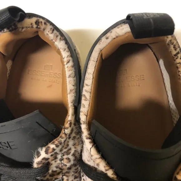 NWT Esse Ut Esse leopard cheetah dyed print fur City sneakers