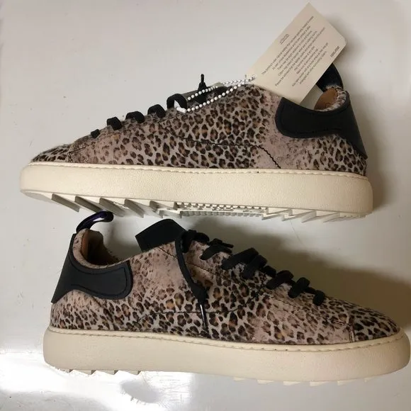 NWT Esse Ut Esse leopard cheetah dyed print fur City sneakers