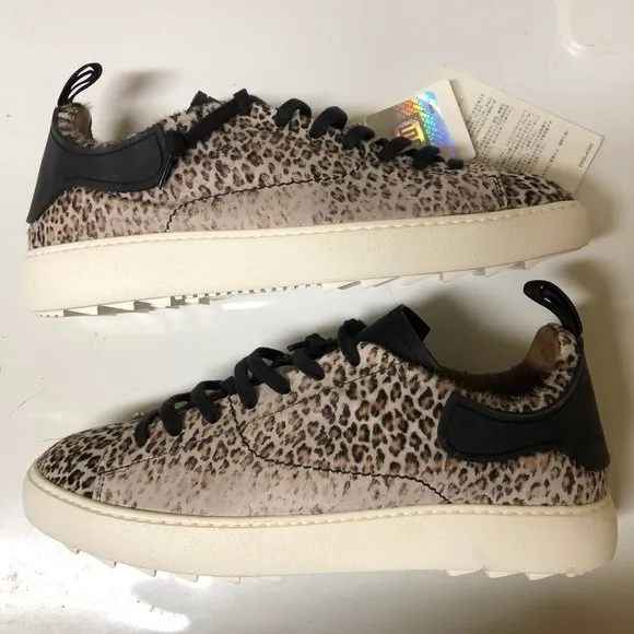NWT Esse Ut Esse leopard cheetah dyed print fur City sneakers