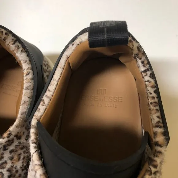 NWT Esse Ut Esse leopard cheetah dyed print fur City sneakers