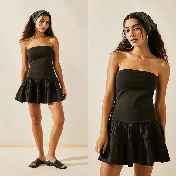 NWT Free People Lusine Drop Waist Strapless Mini Dress