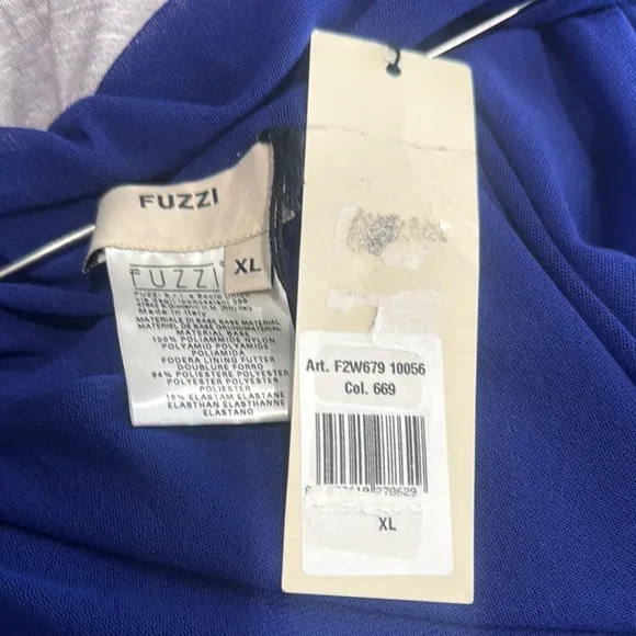 NWT FUZZI V-Neck Midi Length Dress Royal Blue Mesh XL
