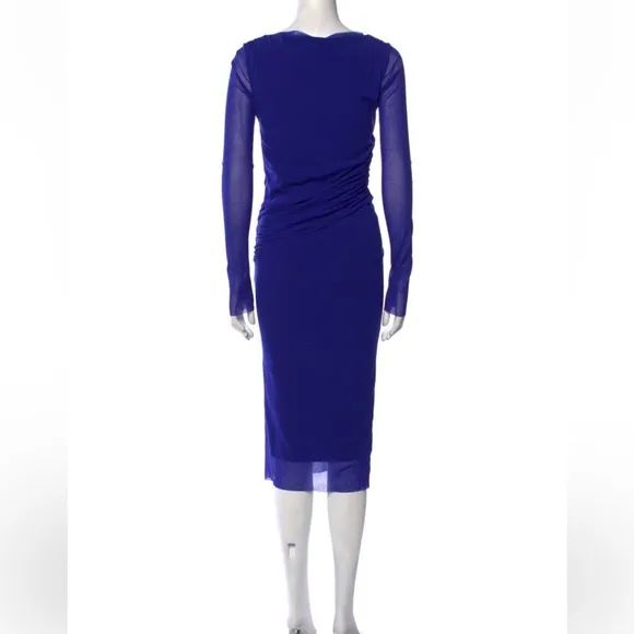 NWT FUZZI V-Neck Midi Length Dress Royal Blue Mesh XL