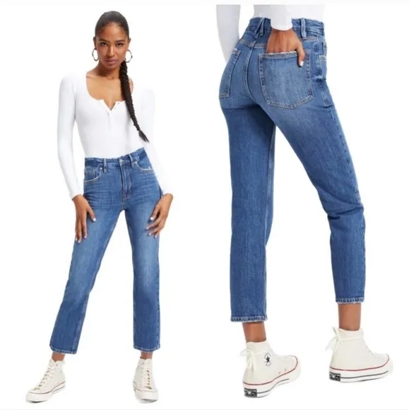 NWT Good American Indigo Good Icon Cropped Jeans