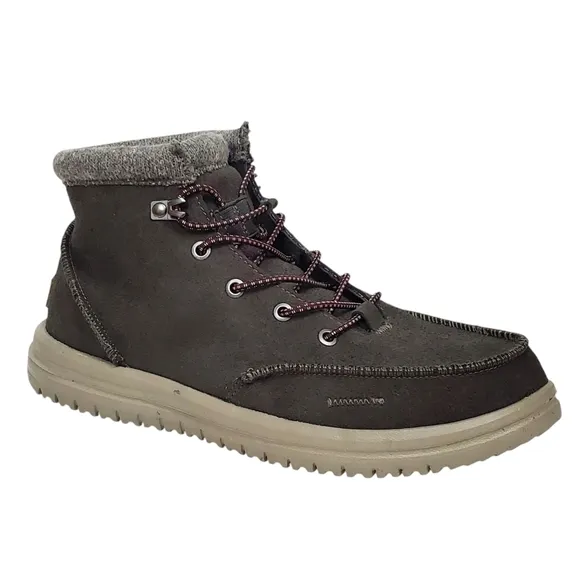 NWT Hey Dude mens Bradley eco ankle boots charcoal gray recycled leather suede