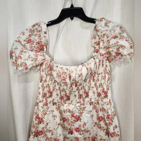 Nwt House of CB Bellucci Rose Floral Print‎ Shirred Midi Sundress XL