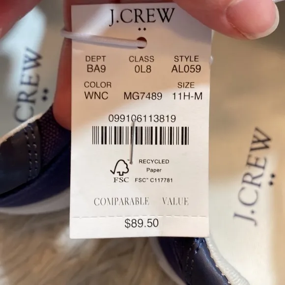 NWT J. CREW Factory Explorer Slip On Canvas Sneakers Navy sz 11.5