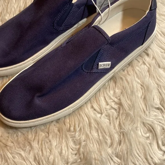 NWT J. CREW Factory Explorer Slip On Canvas Sneakers Navy sz 11.5