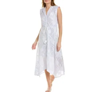 NWT Johnny Was Flore Seersucker Asymmetrical Dress SZ LARGE