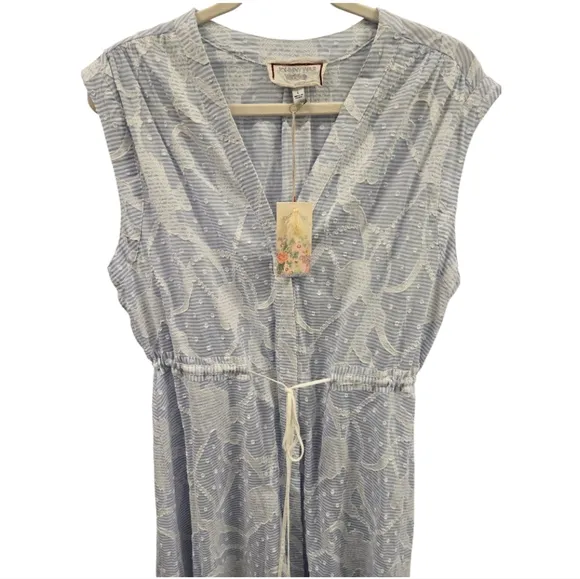 NWT Johnny Was Flore Seersucker Asymmetrical Dress SZ LARGE