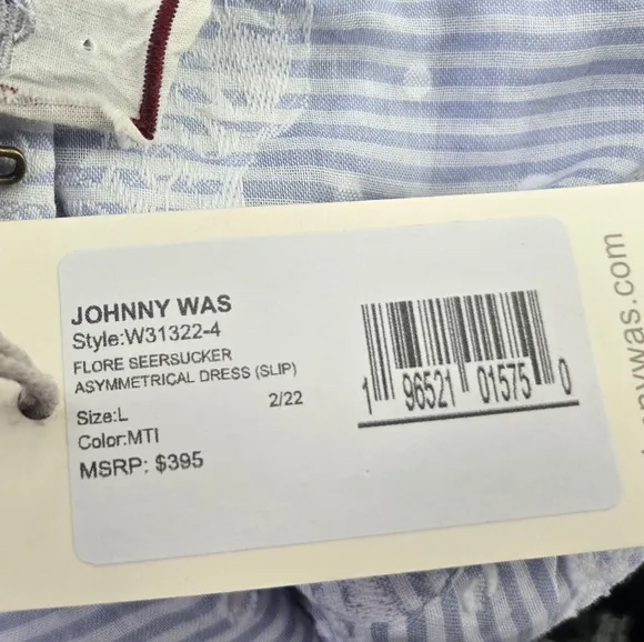 NWT Johnny Was Flore Seersucker Asymmetrical Dress SZ LARGE