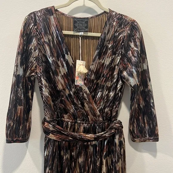 NWT Johnny Was Tina Wrap MIDI Dress Multi color Size XS