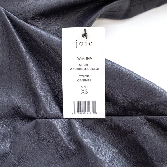 NWT Joie Wyanna Vegan Leather Mini Dress Graphite Gray 3/4 Sleeve $348 - Size XS