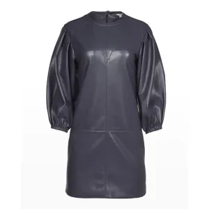 NWT Joie Wyanna Vegan Leather Mini Dress Graphite Gray 3/4 Sleeve $348 - Size XS