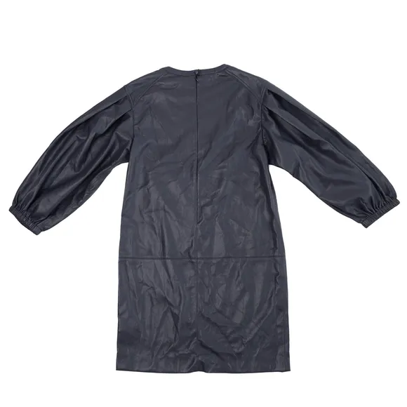 NWT Joie Wyanna Vegan Leather Mini Dress Graphite Gray 3/4 Sleeve $348 - Size XS