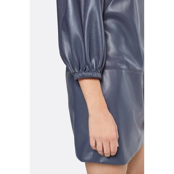NWT Joie Wyanna Vegan Leather Mini Dress Graphite Gray 3/4 Sleeve $348 - Size XS