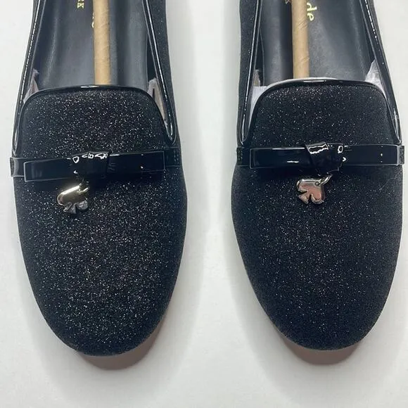 NWT Kate spade black Georgia sparkle loafers size 6